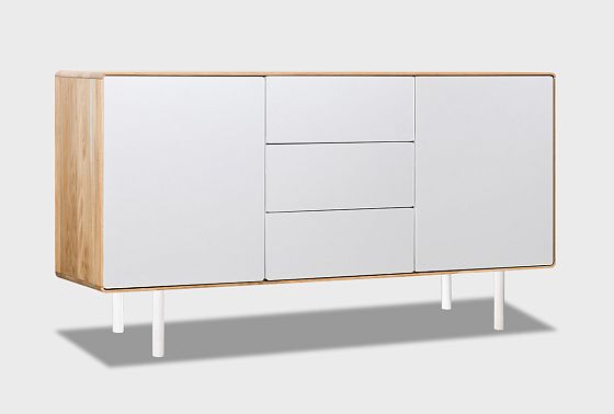 Тумба "Норман" 3 (с ящиками) массив дуба, МДФ, металл 10