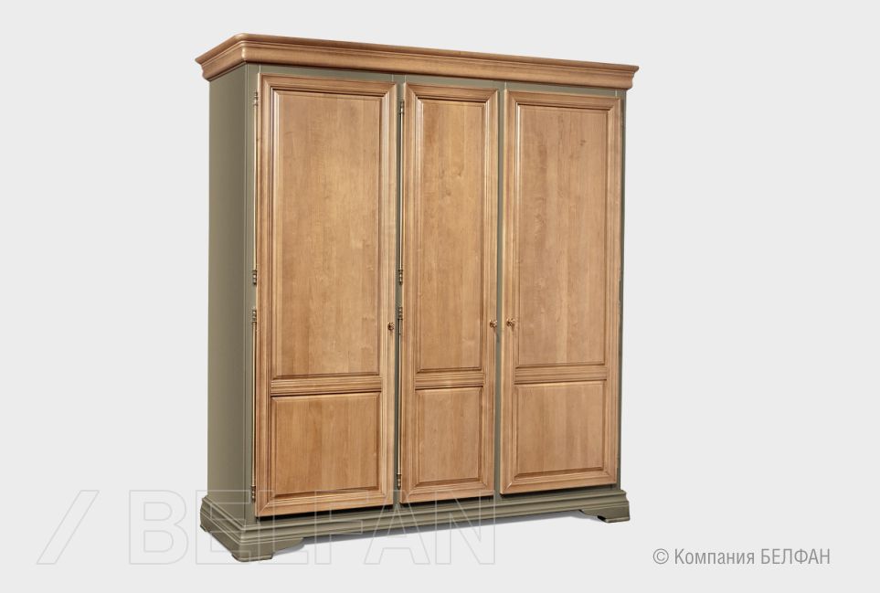 Шкаф для одежды "Оливия" 3-х дверный массив и шпон ольхи 5