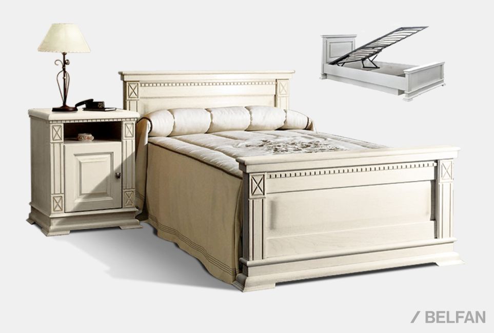 Кровать "Верди Люкс" (высокое изножье) с подъемным механизмом массив и шпон дуба 1