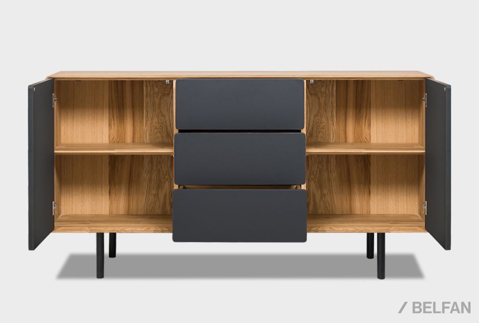 Тумба "Норман" 3 (с ящиками) массив дуба, МДФ, металл 8