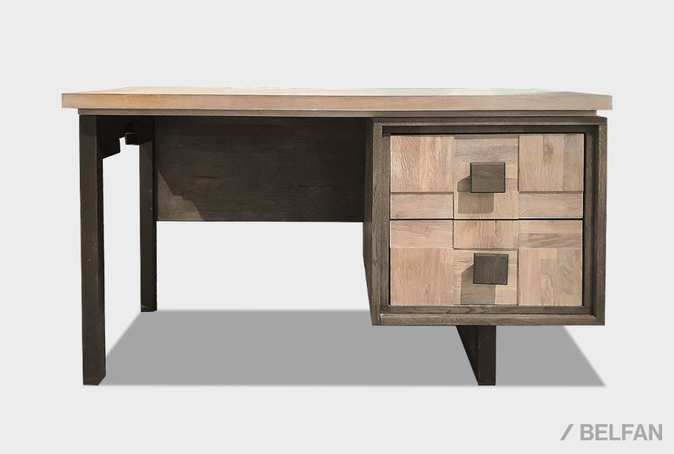 Стол письменный "Куб Дизайн" (тумба справа) массив дуба, металл 1