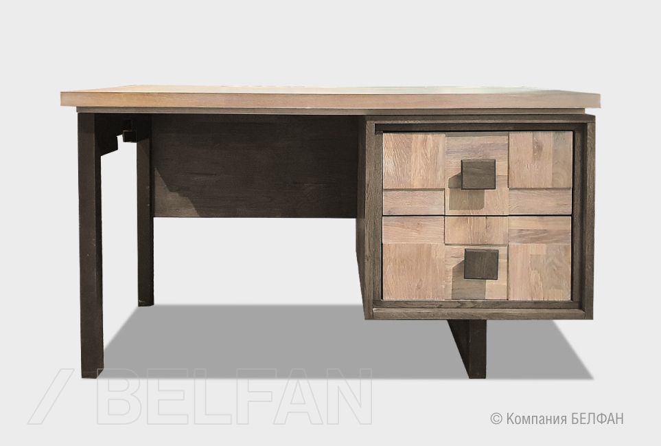 Стол письменный "Cube Design" (тумба справа) массив дуба, металл 1