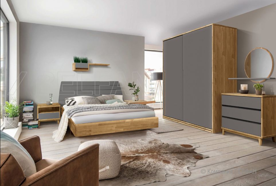 Тумба прикроватная "Wallstreet" (с нишей) массив дуба, МДФ 4