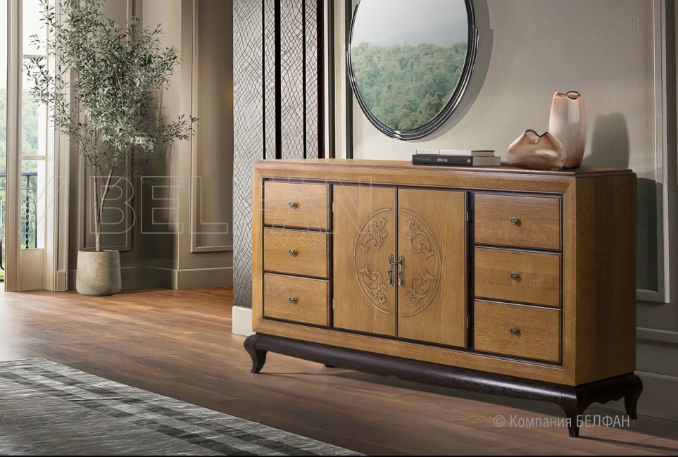 Тумба "Соната" 4 (с ящиками) массив и шпон дуба 1