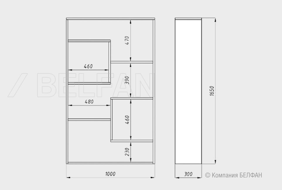 Стеллаж "Art Collection" (фигурный) массив дуба 2