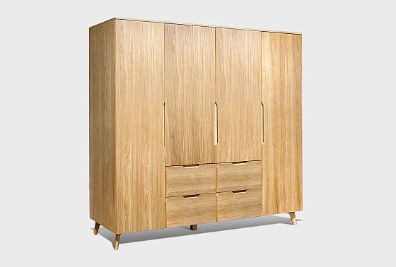 Шкаф для одежды 4-х дверный "Элва" массив и шпон дуба 6