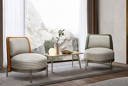 "Ливио" кресло; нераскл.; металл серебро; Tiffany 02+Tiffany 12 (гр. 1/МТХ)