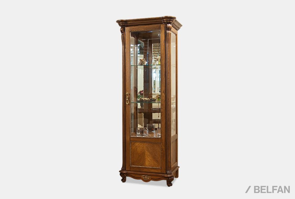 Шкаф с витриной "Алези 8" (правый) массив и шпон дуба 1