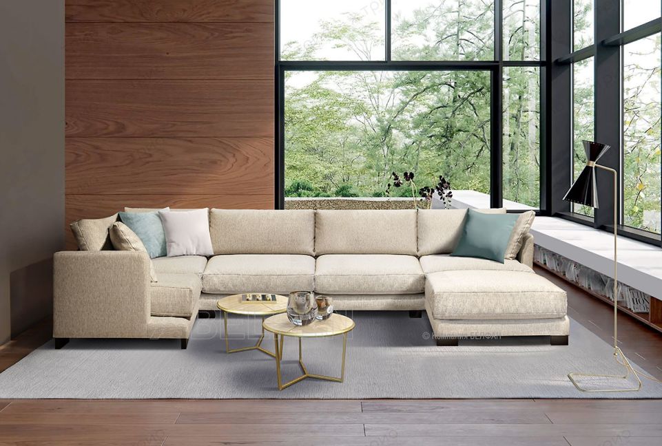 "Леформ" диван угловой с пуфом; нераскл.; 1L902R18; левый; начальная группа ткани