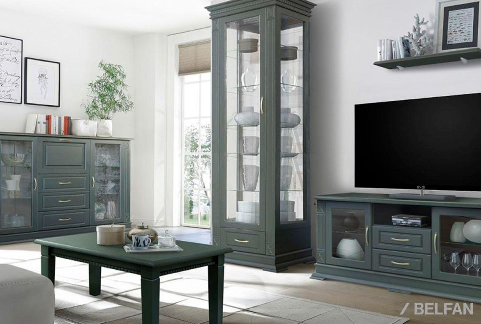 Шкаф с витриной "Верди Люкс 1з" массив и шпон дуба 1