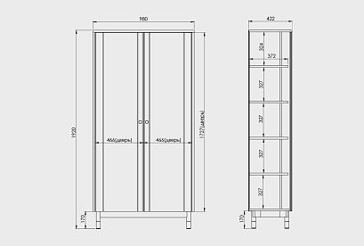Витрина 2-х дверная "Меридиан"; *А-017.211; к-торфяной дуб, ф-мускат