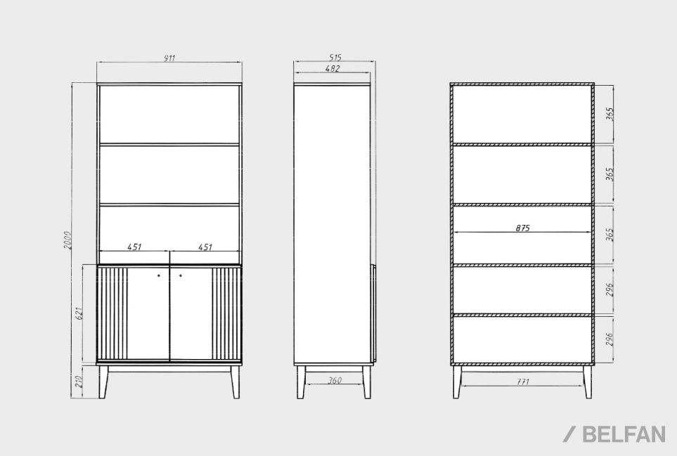 Стеллаж для книг "Chicago" массив и шпон дуба 2