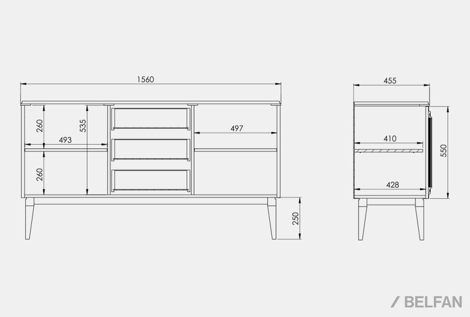 Тумба "Сакраменто" 3 (с ящиками) массив и шпон дуба, МДФ 6
