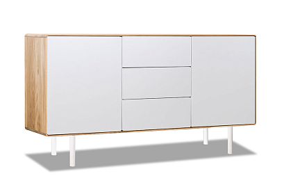 Тумба "Norman" 3 (с ящиками); дуб натуральный, белый