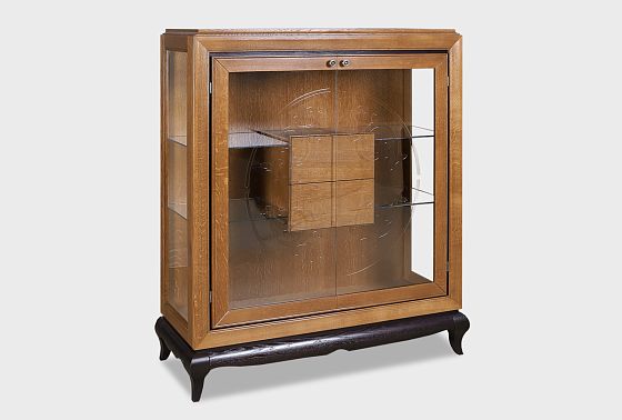 Тумба высокая "Соната" (стекло) массив и шпон дуба 6