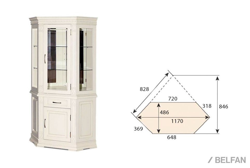 Шкаф комбинированный угловой "Верди Люкс 1уз" массив и шпон дуба 1