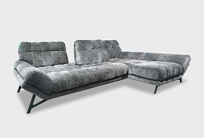 "Space" диван с оттоманкой; нераскл.; 2L+8R; правый; Nicoya Darkgrey (гр.4/Турция)