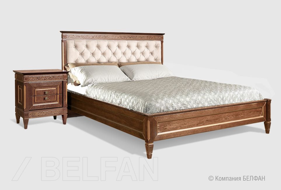 Кровать "Сиена" (мягкое изголовье) массив и шпон дуба, МДФ 1
