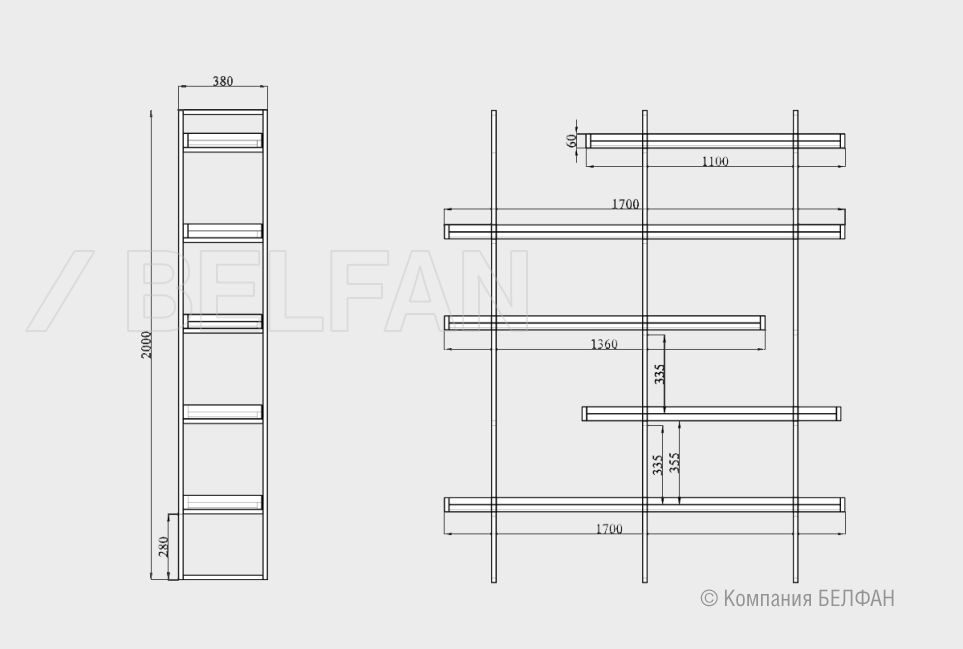 Стеллаж "Art Collection" 453 массив дуба, металл 4