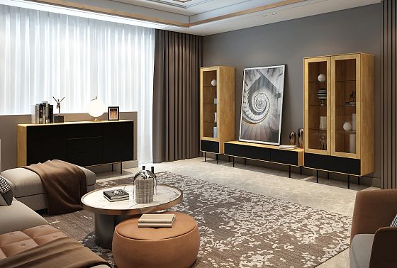 Витрина 1-но дверная "Норман" (правая) массив дуба, МДФ, металл 9