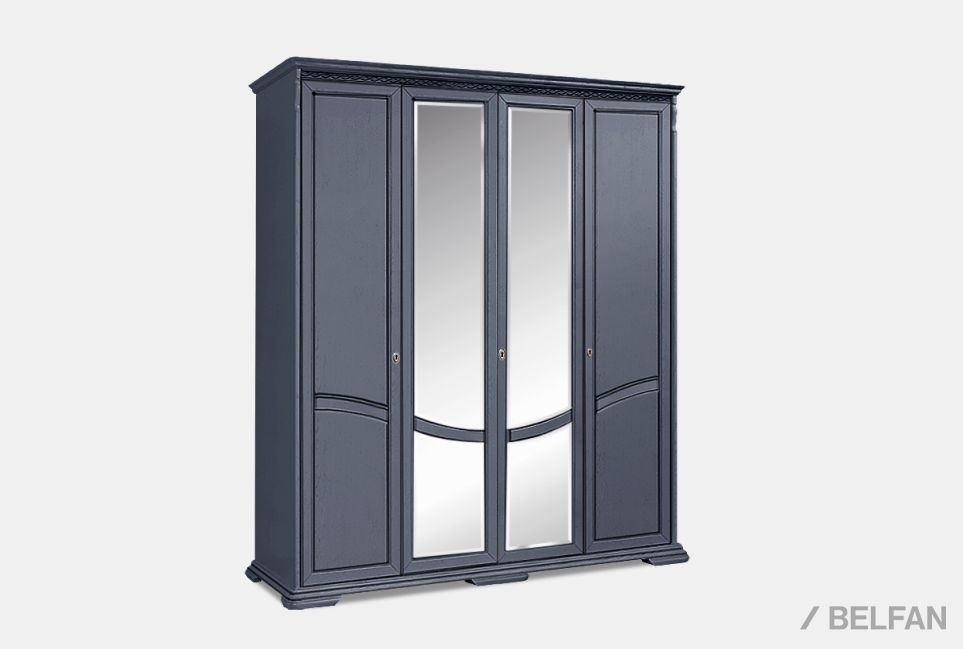 Шкаф для одежды 4-х дв. "Лика" (с зеркалом) массив и шпон дуба 1