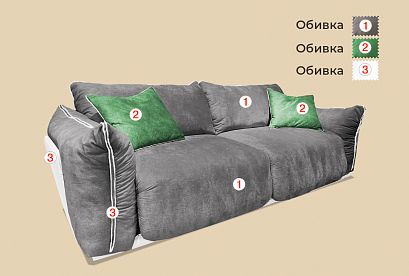 "Ferre" диван 3-х местный; раскл.; 3М; "Пружинный блок" (2000х1400); начальная группа ткани