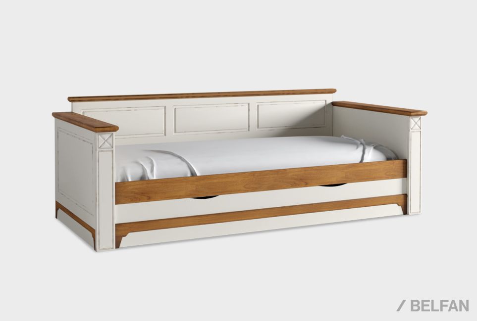 Кровать-диван под два матраса "Бриансон" массив и шпон дуба, МДФ 16