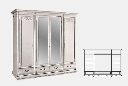 Шкаф для одежды "Тэфи" 4-х дв. с зеркалом