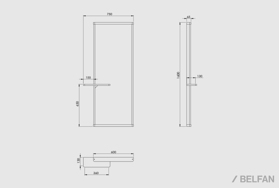 Зеркало настенное с полкой "Wallstreet" (прямоугольное) массив дуба 3