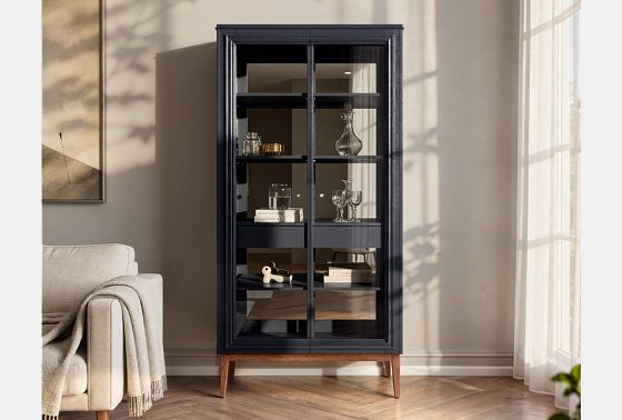 Витрина 2-х дв. "Сакраменто" массив и шпон дуба, МДФ 4