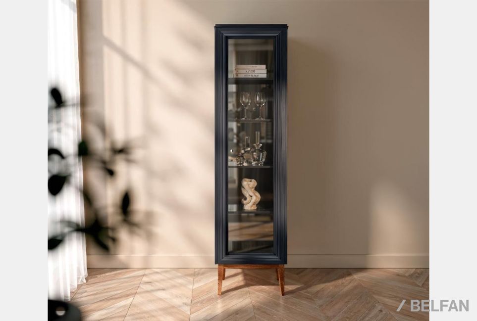 Витрина 1-но дв. "Сакраменто" (правая) массив и шпон дуба, МДФ 4