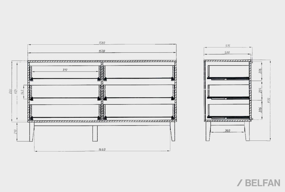 Комод "Чикаго" (6 ящиков) массив и шпон дуба 7