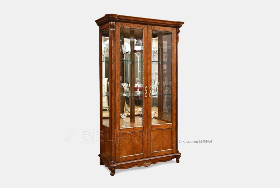 Шкаф с витриной "Алези 2"; слоновая кость с золочением