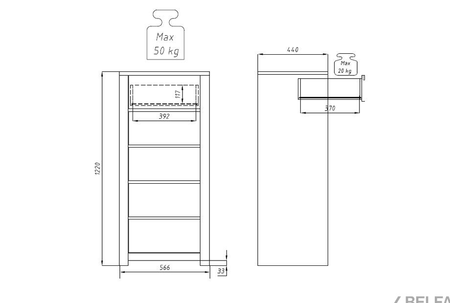 Комод "Норд" (высокий) массив дуба 3
