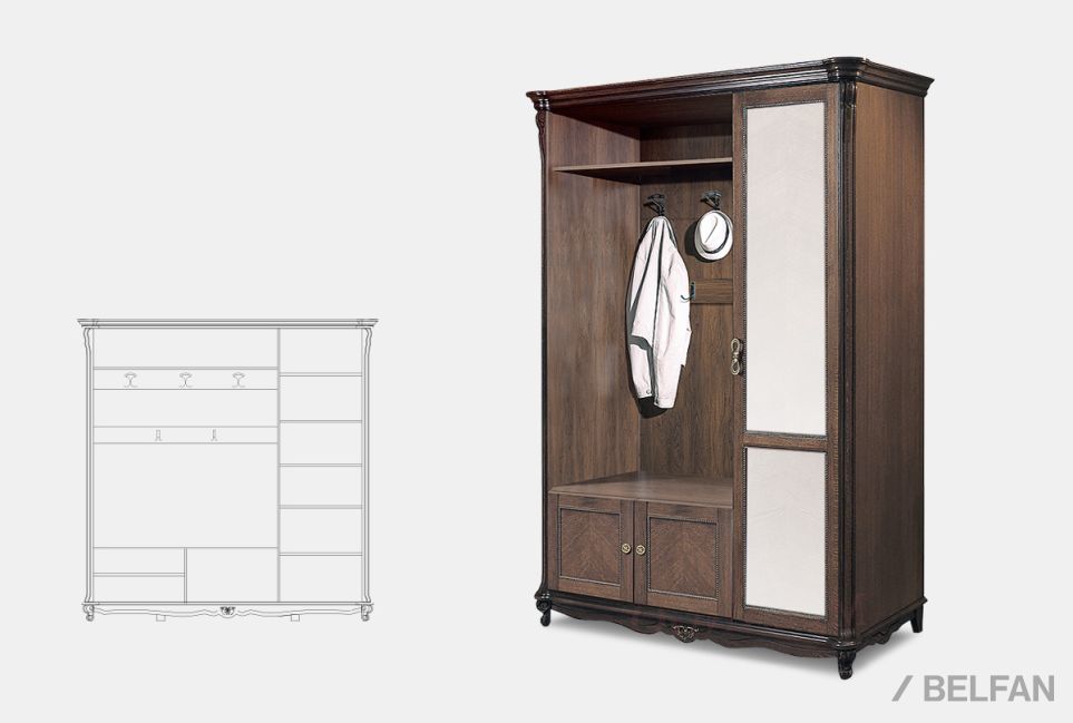 Шкаф комбинированный "Алези 1з" массив и шпон дуба 2