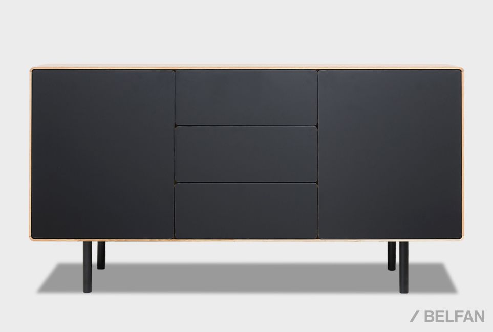 Тумба "Норман" 3 (с ящиками) массив дуба, МДФ, металл 2