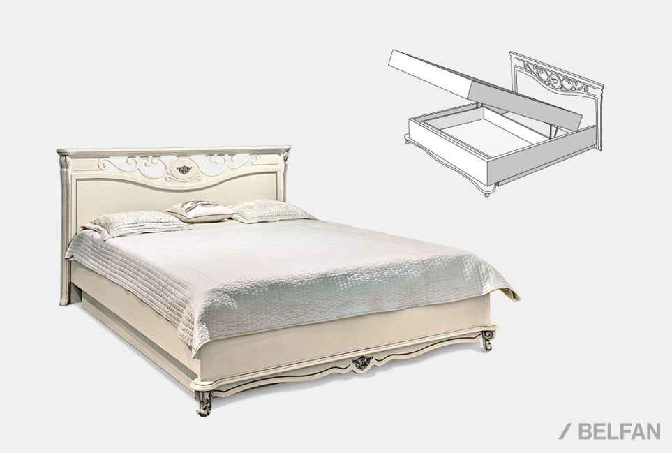 Кровать "Алези" с подьемным механизмом (низкое изножье) массив и шпон дуба 1