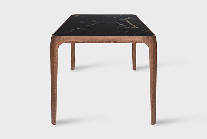 Стол обеденный "Bergamo"; стекло мрамор; 1614x864; американский орех