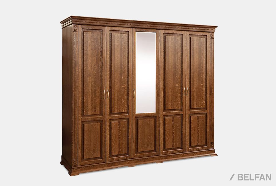 Шкаф 5-ти дверный "Верди Люкс" массив и шпон дуба 1
