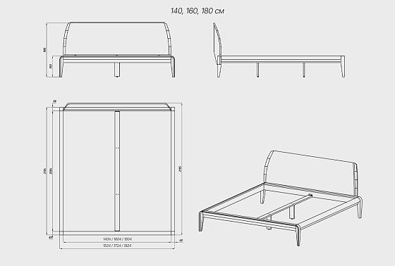 Кровать "Монблан" массив дуба 10