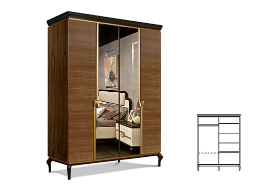 Шкаф для одежды узкий "Мадлен" массив и шпон дуба 2