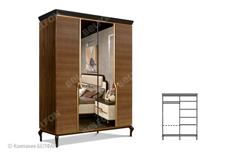 Шкаф для одежды узкий "Мадлен" массив и шпон дуба 1