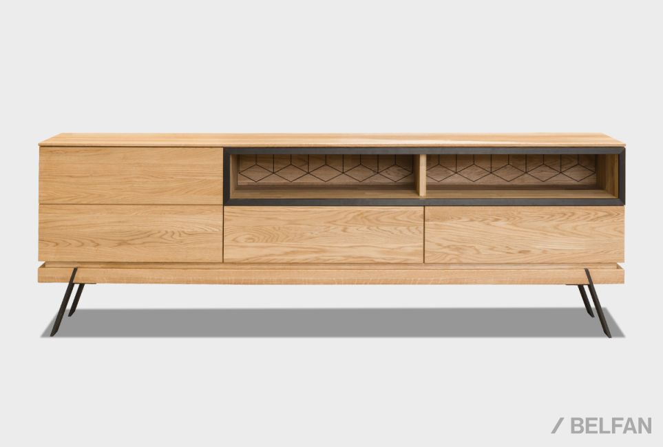Тумба под ТВ "Etna" 180 (с нишей) массив дуба, металл 6
