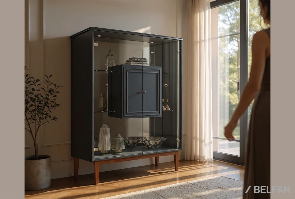 Тумба высокая "Сакраменто" (стекло) массив и шпон дуба, МДФ 1