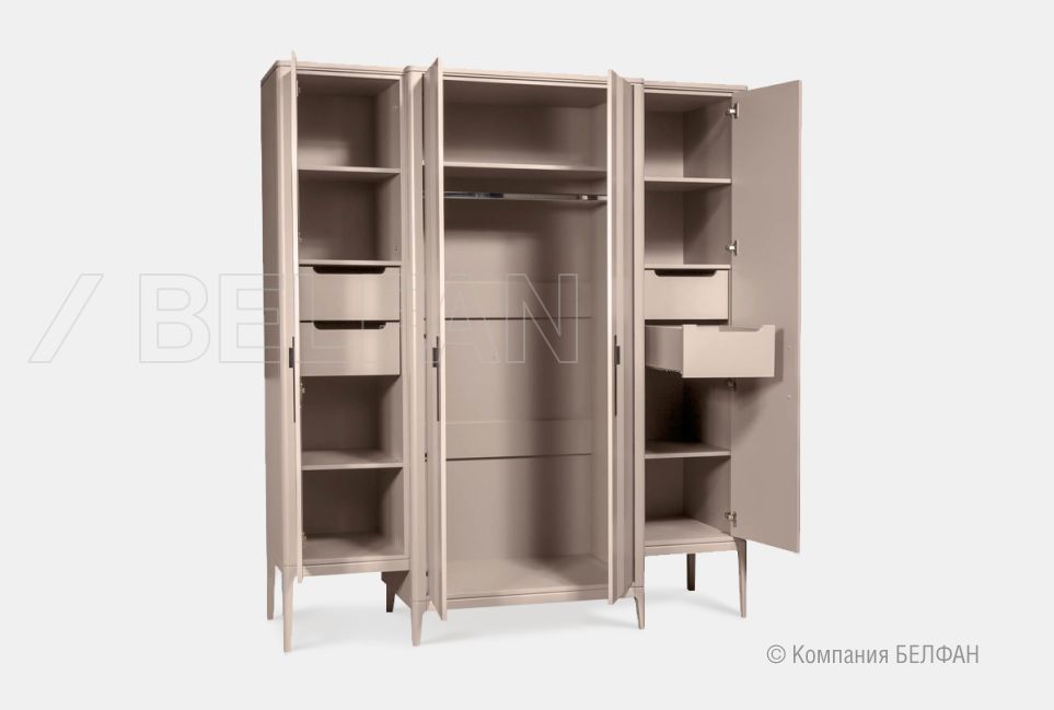 Шкаф для одежды 4-х дверный "Dune" массив березы, МДФ 3