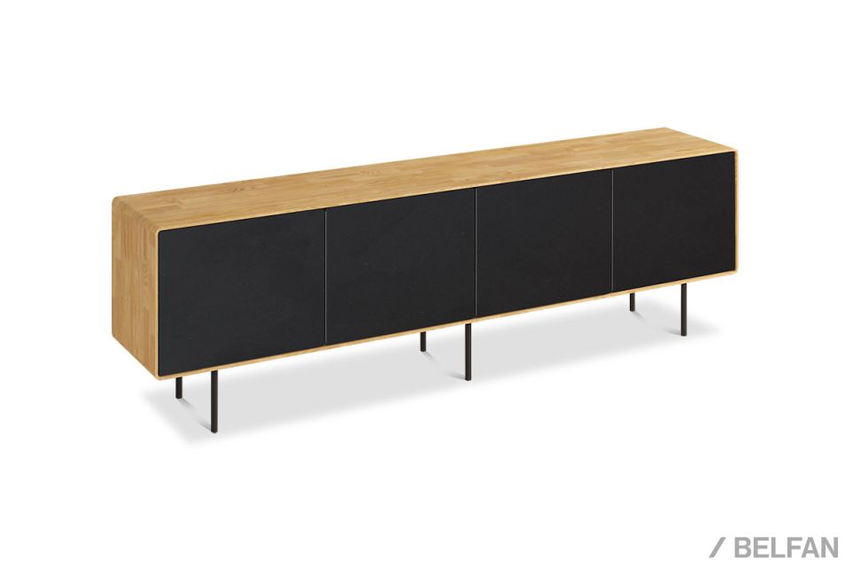 Тумба под ТВ высокая "Norman" 4 массив дуба, МДФ, металл 1