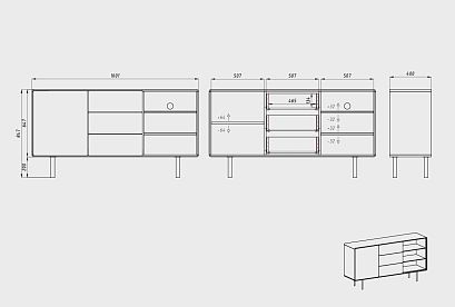 Тумба "Норман" 3 с нишей (правая); дуб натуральный, чёрный