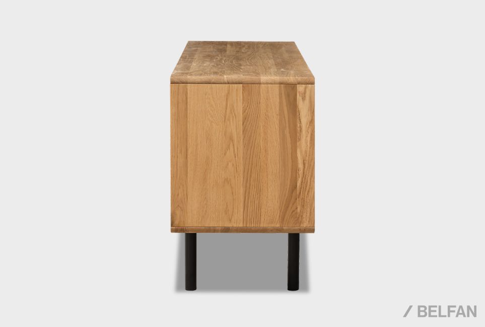 Тумба под ТВ высокая "Норман" 4 массив дуба, МДФ, металл 4