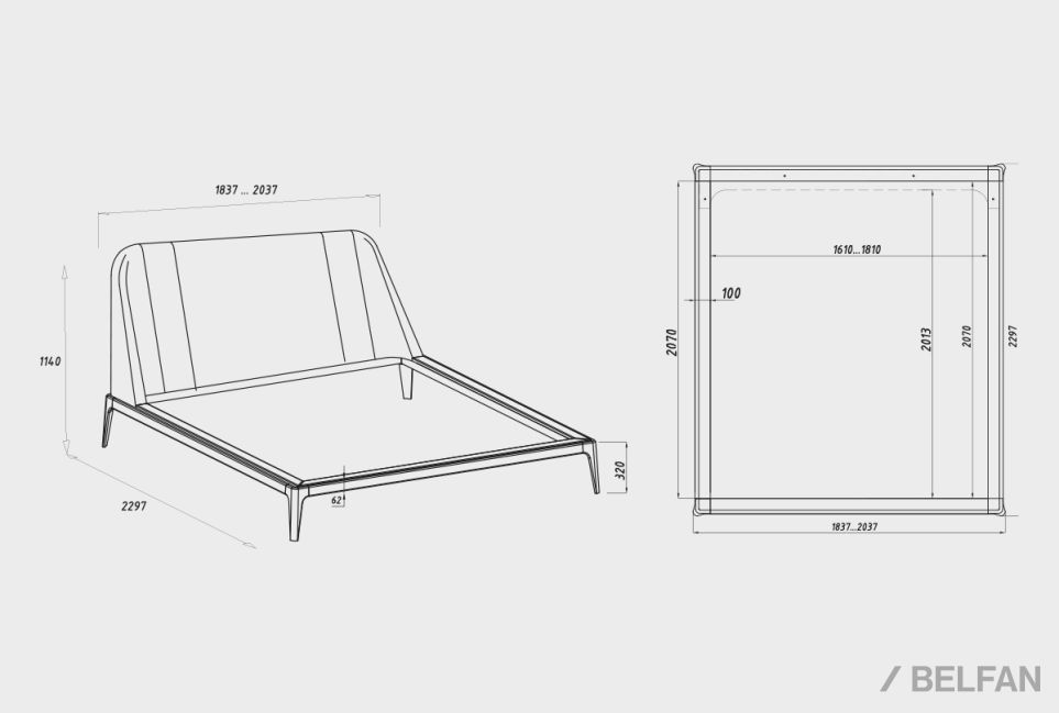 Кровать "Bergamo" (мягкое изголовье) массив дуба 5