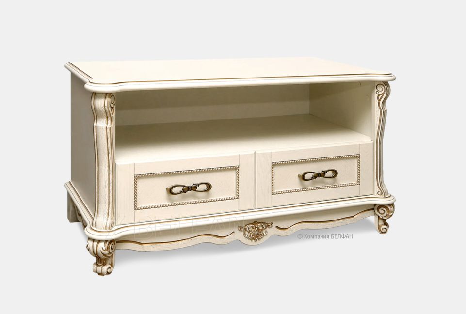 Тумба под ТВ "Алези 3"; слоновая кость с золочением